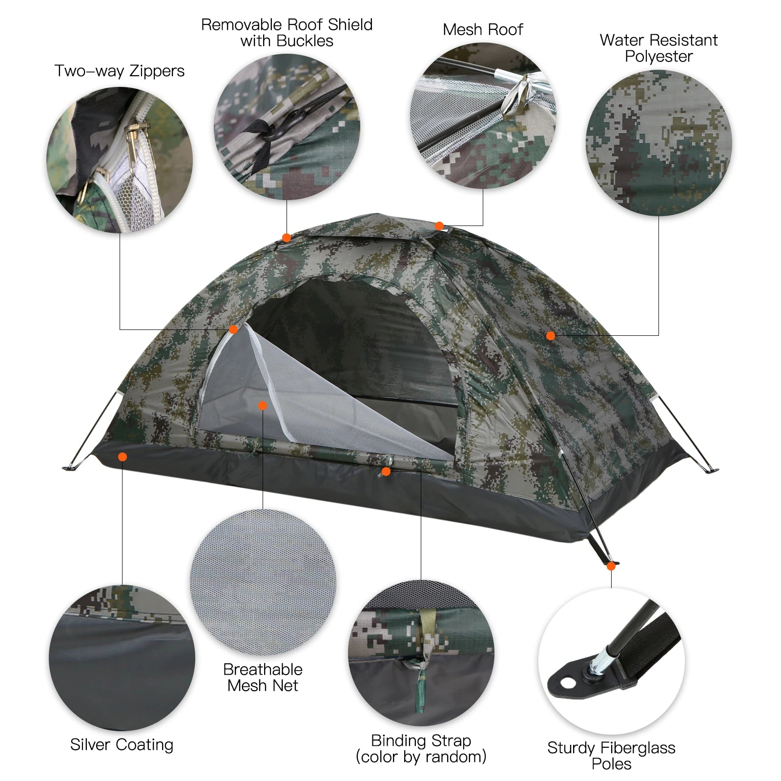 Ultralight Camping Tent - Single Layer, Portable Shelter for 1-2 Persons, Ideal for Outdoor Beach Fishing