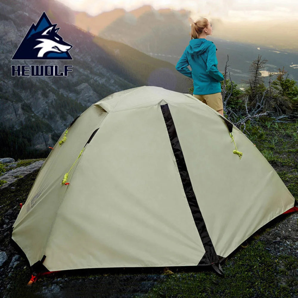 2 Person 4 Season Camping Tent, 210T 210D Aluminum Waterproof Hiking Tent, 2.65kg Ultralight