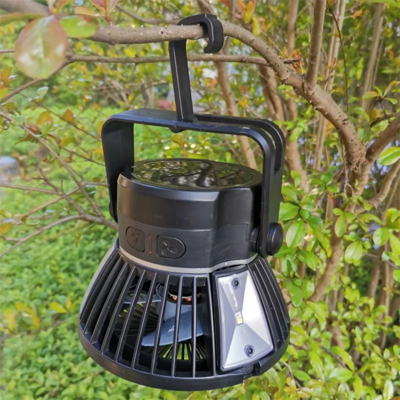 Solar Portable Lanterns with Fan: Outdoor Camping Fan Light