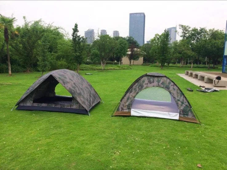 Camouflage 2-Person Four-Season Double Tent - Double Door Outdoor Camping Tent