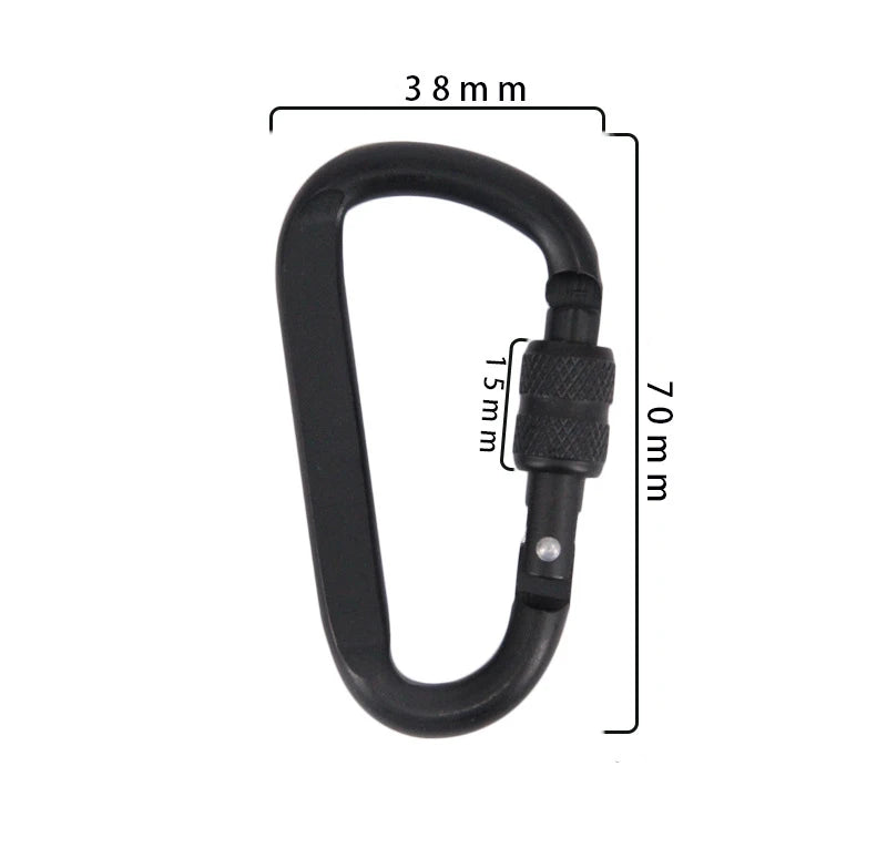 1Pc 7cm Aluminum Alloy Carabiner - Black D-Ring Key Chain Clip for Outdoor Travel and Camping