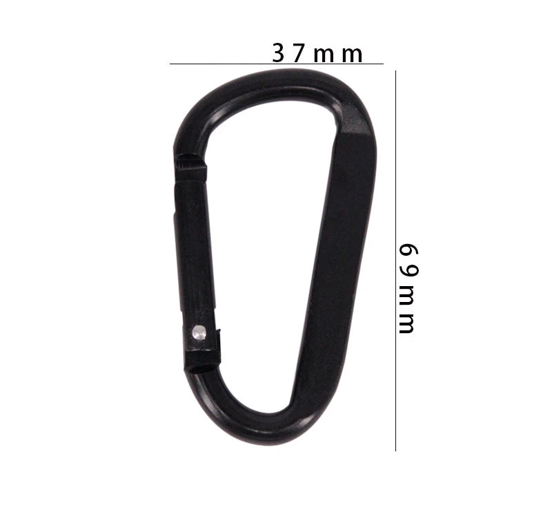 1Pc 7cm Aluminum Alloy Carabiner - Black D-Ring Key Chain Clip for Outdoor Travel and Camping