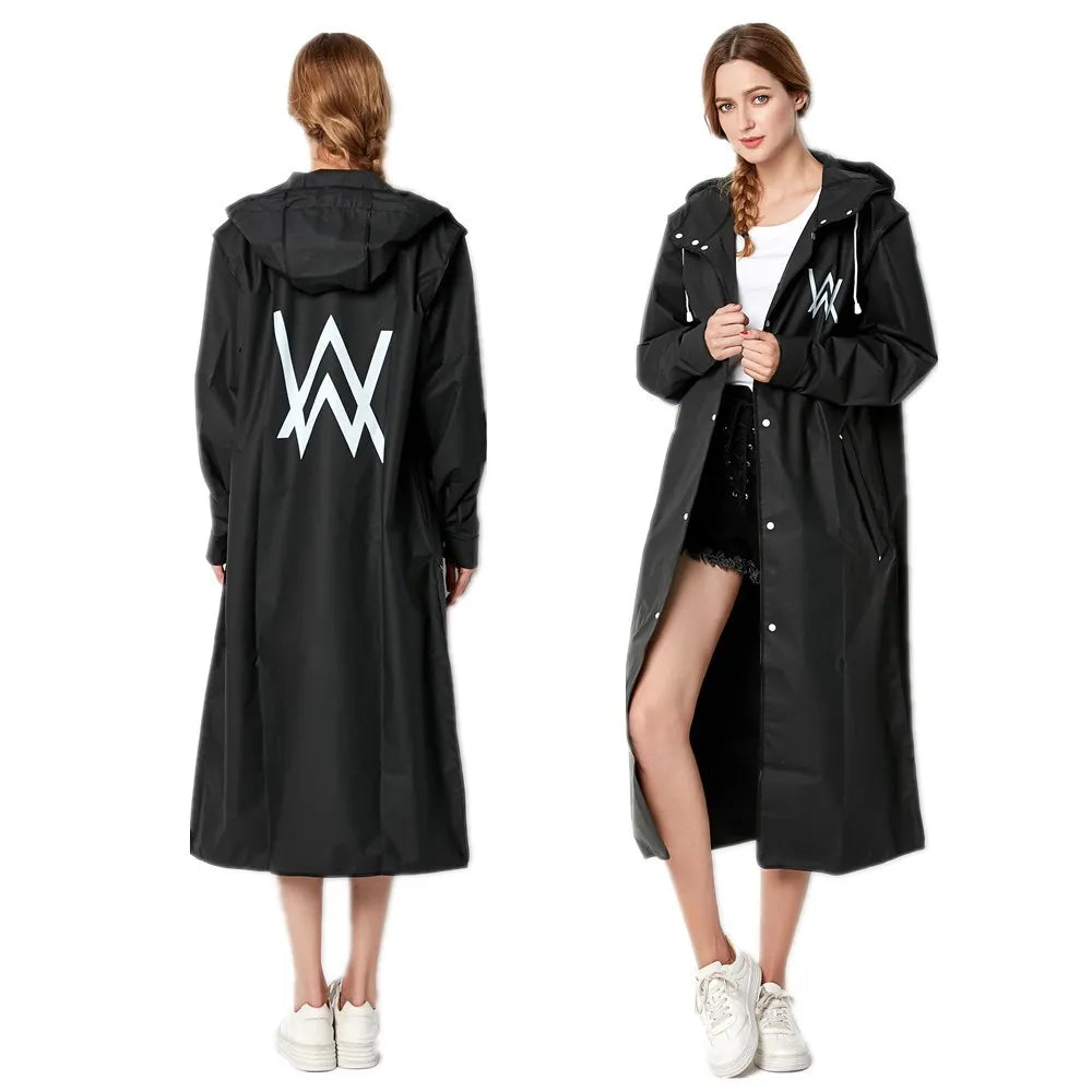 Big Size Men & Women Thin Black Raincoat - Slim Waterproof Adult Poncho