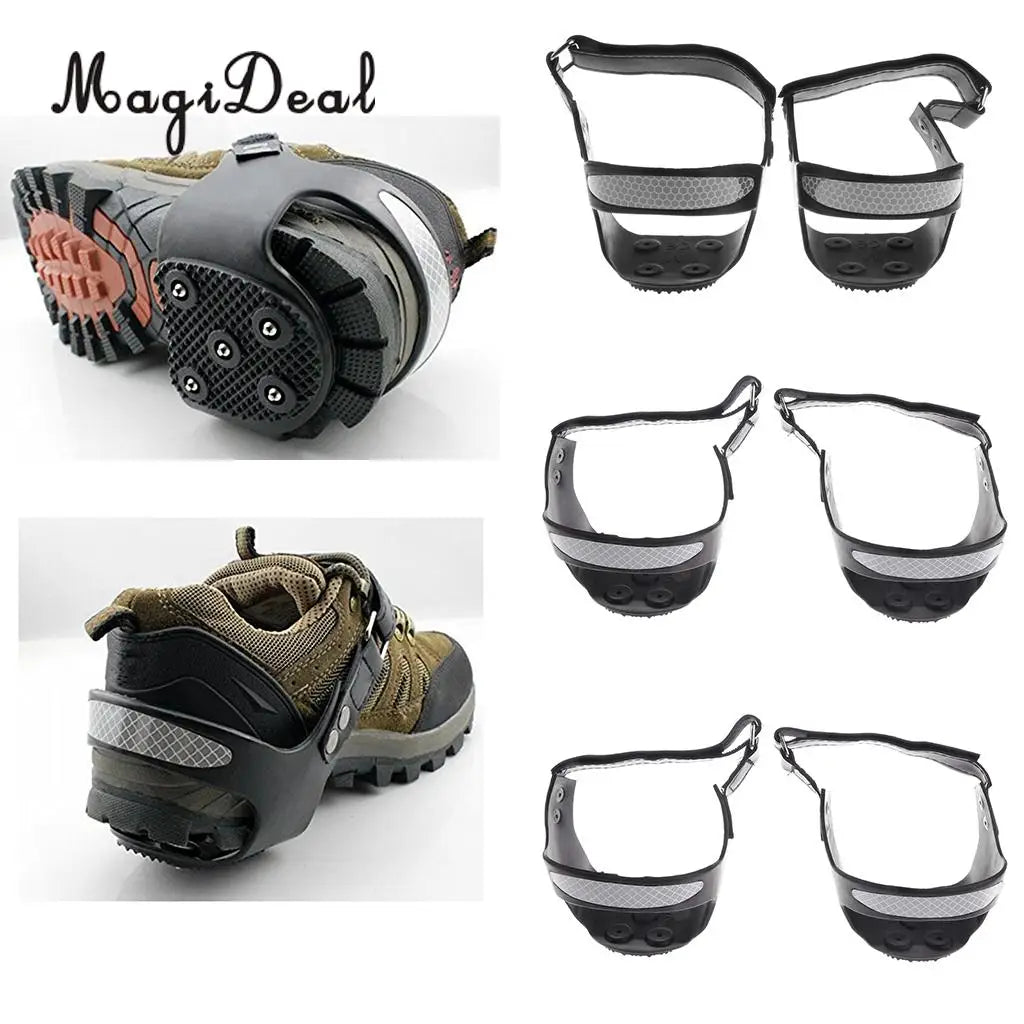 MagiDeal Strap-On Heel Traction Cleats - Anti-Slip Ice & Snow Crampons for Shoes and Boots