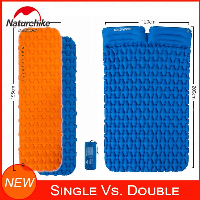 Authentic Naturehike Backpacking Sleeping Pad - Durable Inflatable Camping Mat with Insulation and Carrying Bag