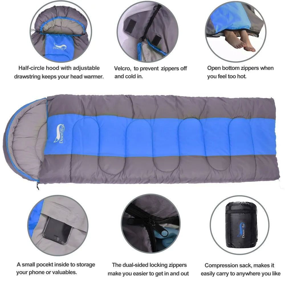 Lightweight 4 Season Envelope Camping Sleeping Bag for Outdoor Travel and Hiking