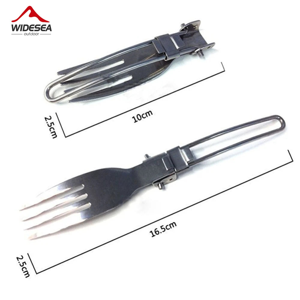 Foldable Stainless Steel Cutlery Set: Portable Outdoor Tableware for Camping and Picnics