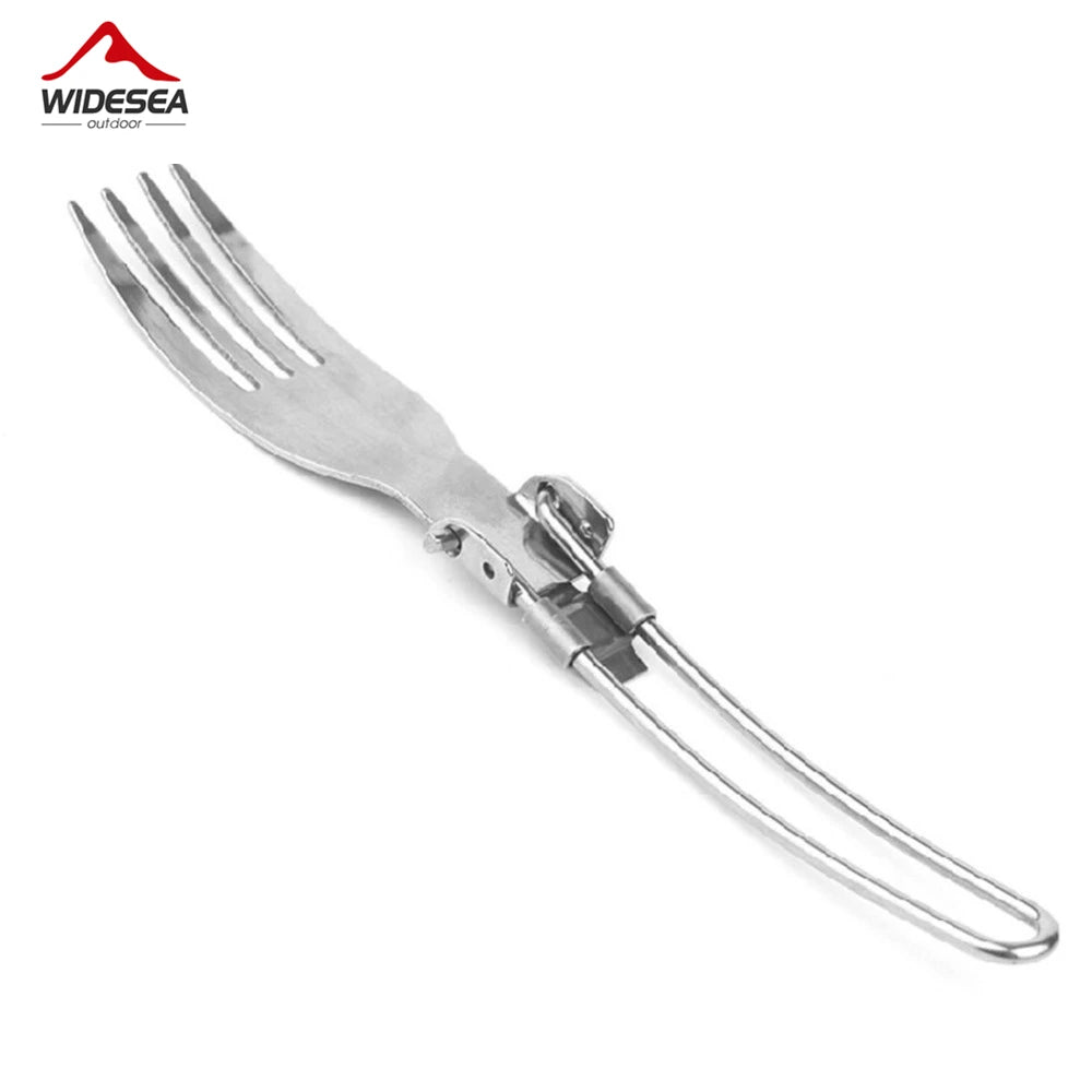 Foldable Stainless Steel Cutlery Set: Portable Outdoor Tableware for Camping and Picnics