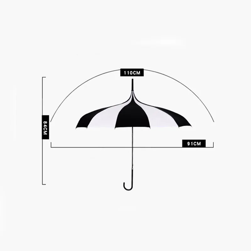 16K Strong Windproof Long Handle Umbrella – Quality Tower Pagoda Rain Umbrella for Men and Women