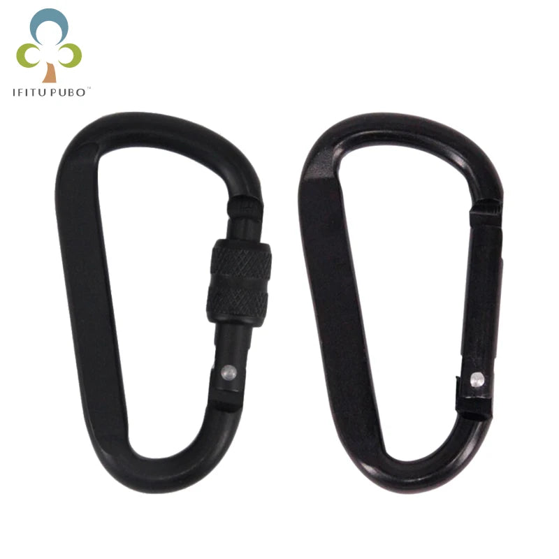 1Pc 7cm Aluminum Alloy Carabiner - Black D-Ring Key Chain Clip for Outdoor Travel and Camping