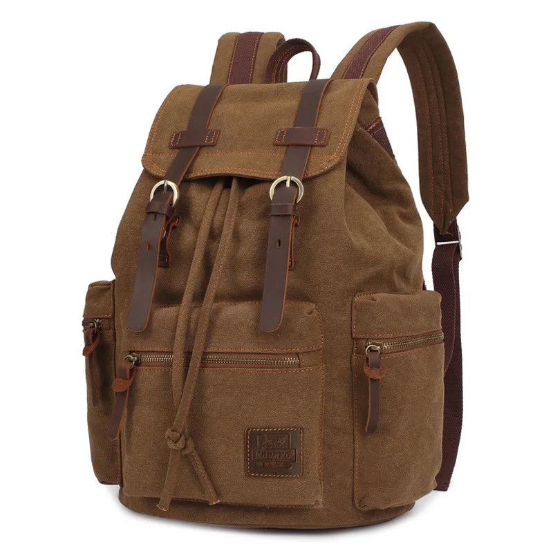 Vintage Canvas Backpack for Men and Women - Travel, Hiking, and Camping Bag with Multiple Compartments