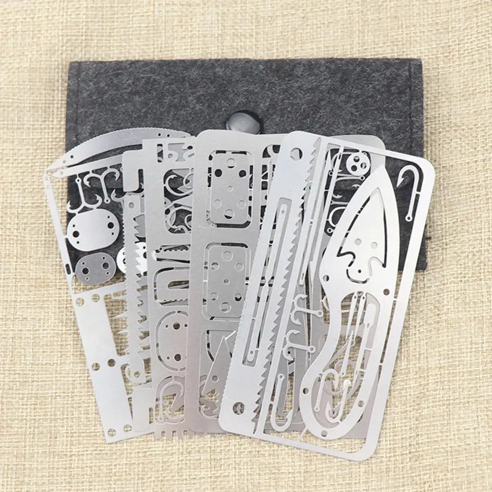 Stainless Steel Fishing Hook Card: Compact Multifunction Tool for Outdoor Survival