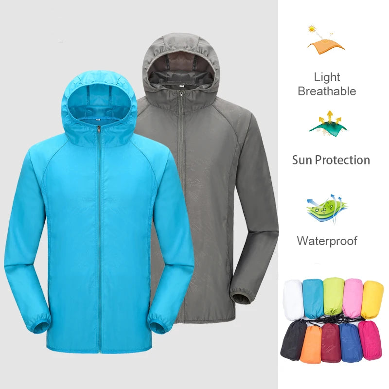 Waterproof Camping Rain Suit - Unisex Jacket and Pants for Men, Women, and Kids with UV Protection and Windbreaker