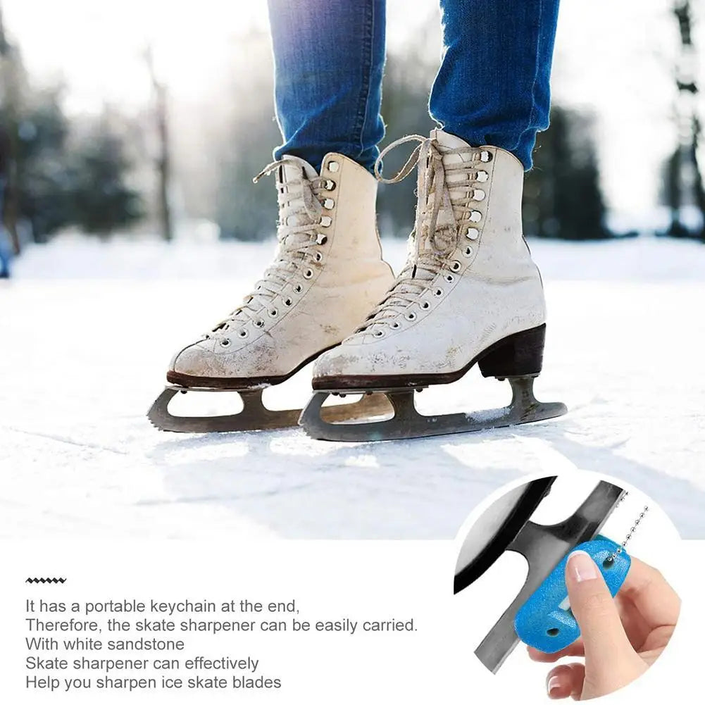 White Sandstone Ice Skate Double Side Sharpener - Portable Hanging Ice Hockey Shoe Blades Sharpener