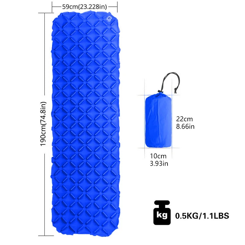 Ultralight Inflatable Camping Sleeping Pad - Insulated Backpacking and Hiking Mattress