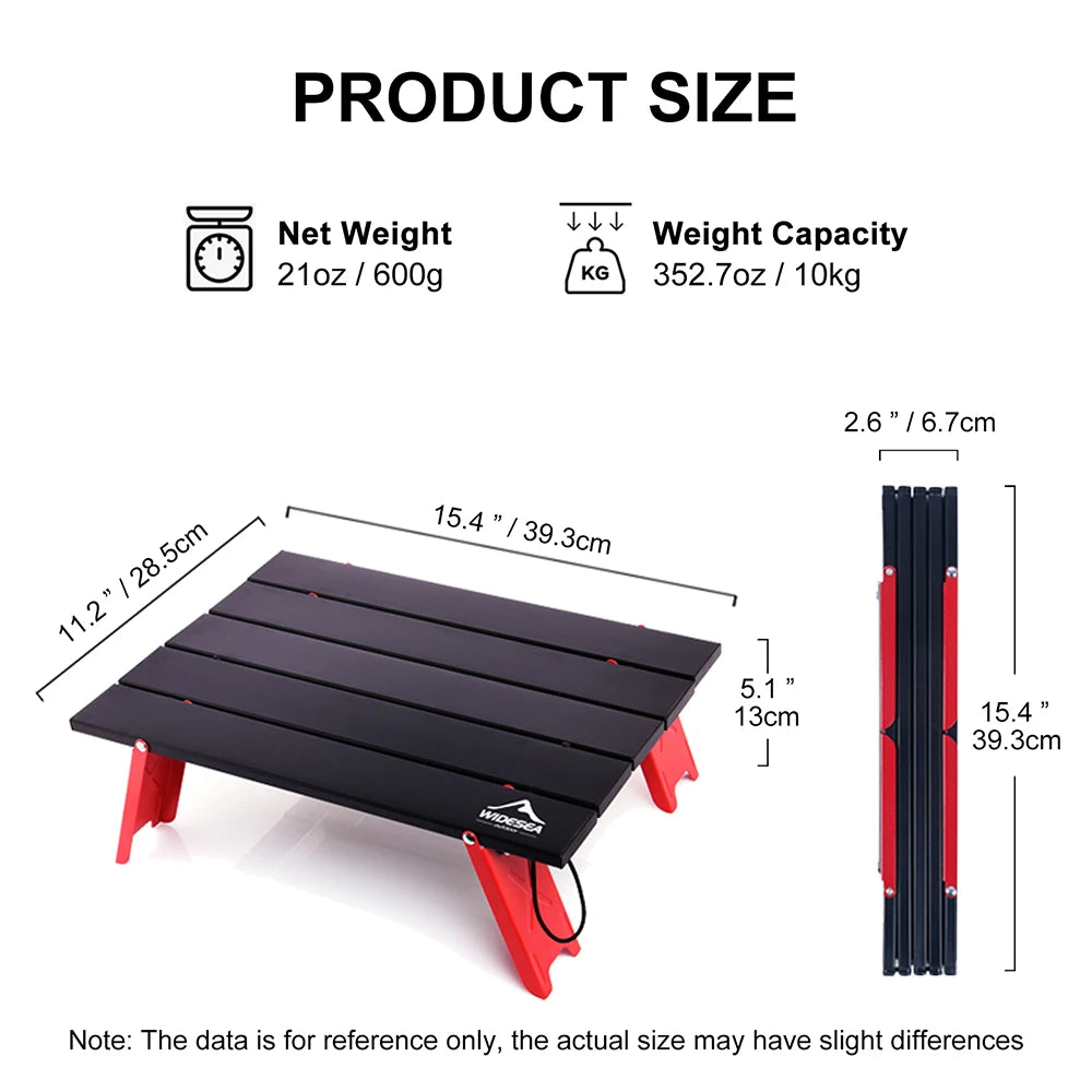 Mini Portable Foldable Camping Table - Ultra Light Table for Outdoor Picnic, Barbecue, Tours, and Bed Desk