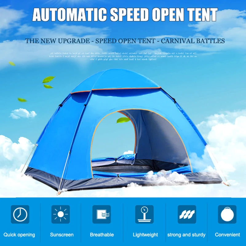 Outdoor Automatic Pop Up Camping Tent 1-4 Person Family Multiple Models Easy Open Hiking Travelling Tents