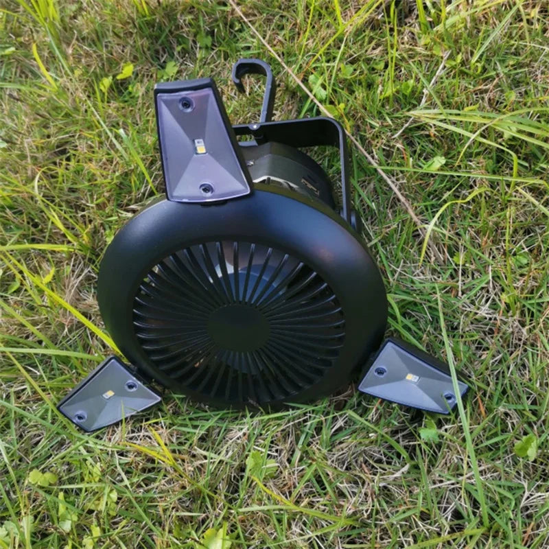 Solar Portable Lanterns with Fan: Outdoor Camping Fan Light