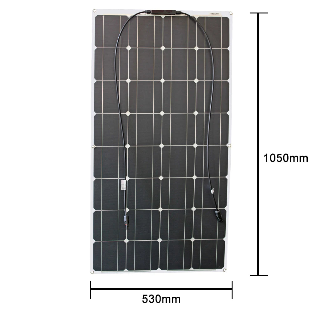 Solar Panel Kit Complete 400W 300W 200W 100W 12V Flexible Solar Power Panel for Solar Battery Charger/Power Bank/Camping/Hiking