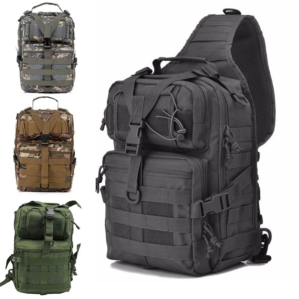 Military Tactical Assault Pack Crossbody Sling Bag - Waterproof Rucksack for Outdoor Hiking and Camping