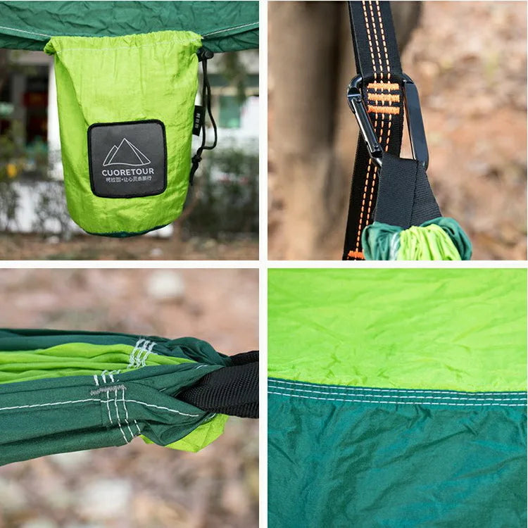 Portable Nylon Parachute Fabric Hammock - Single and Double Size for Camping, Hiking, and Garden