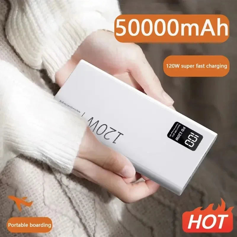 Miniso 120W Super Fast Charging 50000mAh Power Bank - High Capacity Portable Power Supply for Various Mobile Phones