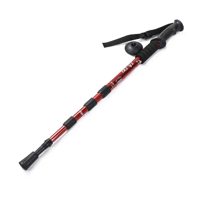 Adjustable High-Strength Alloy Trekking Pole - 110cm Wood Handle Hiking Accessory for Men and Women