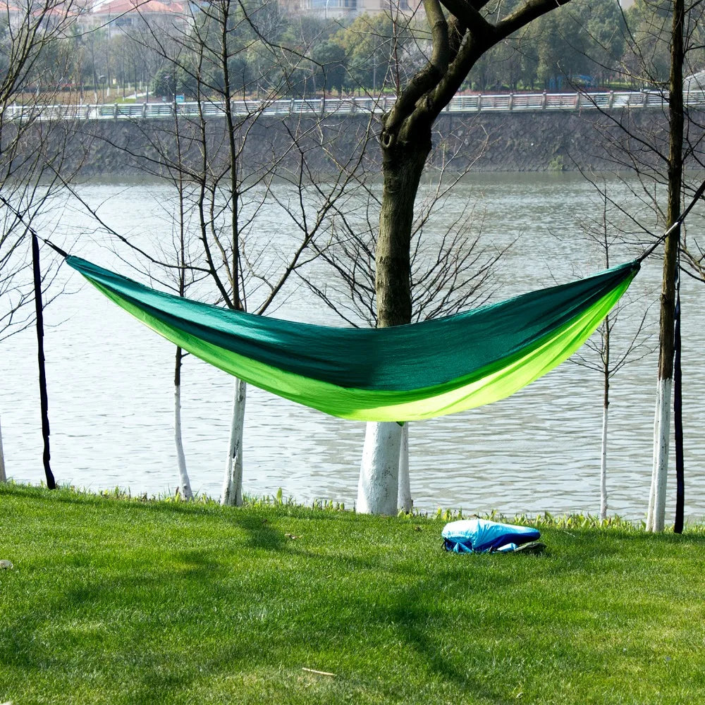 Portable Nylon Parachute Fabric Hammock - Single and Double Size for Camping, Hiking, and Garden