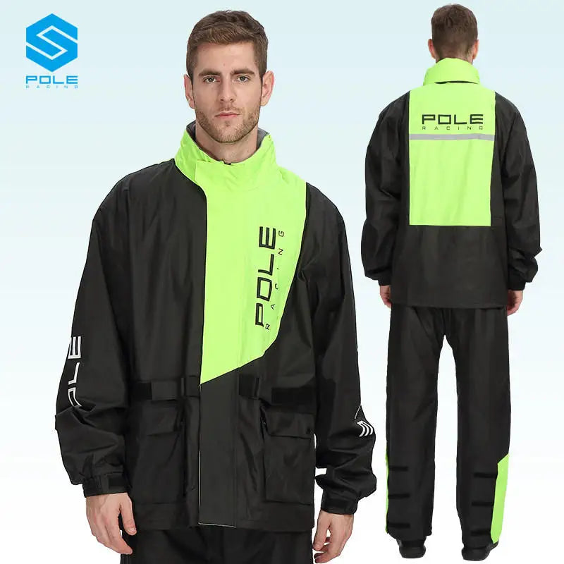 Waterproof Breathable Motorcycle Raincoat Set with Reflective Features for Riding in Rainstorms