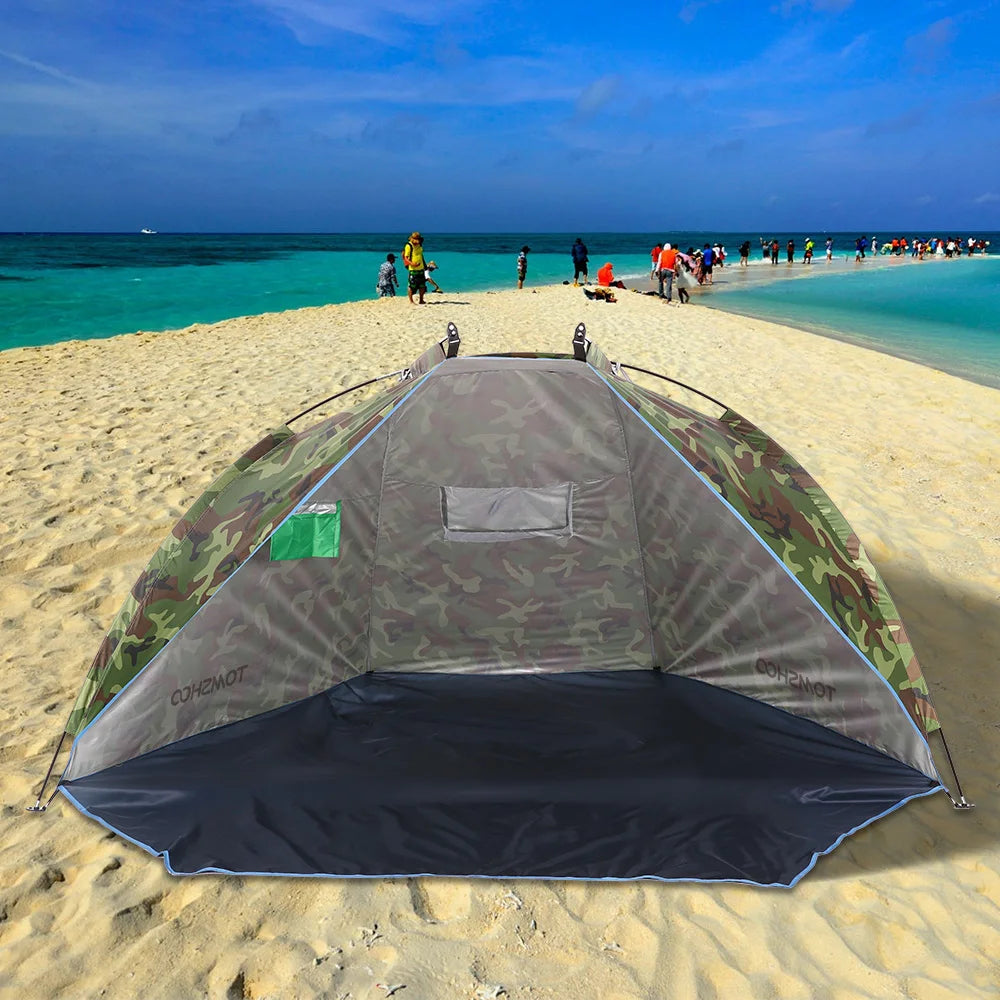 Outdoor Camping Tent - Single Layer Anti UV Beach Tent with Sun Shelter Awning