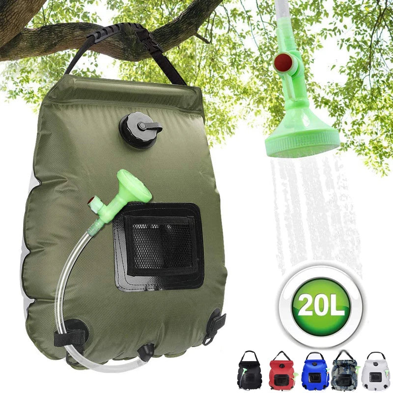 20L Outdoor Camping Shower Bag - Solar Heating Portable Folding Bath Equipment