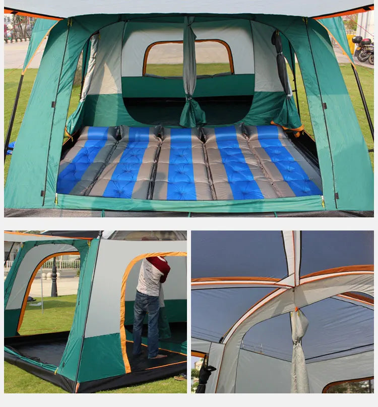 320x220x195cm Two-Bedroom Tent: Oversize Leisure Camping Tent for 5-8 Person