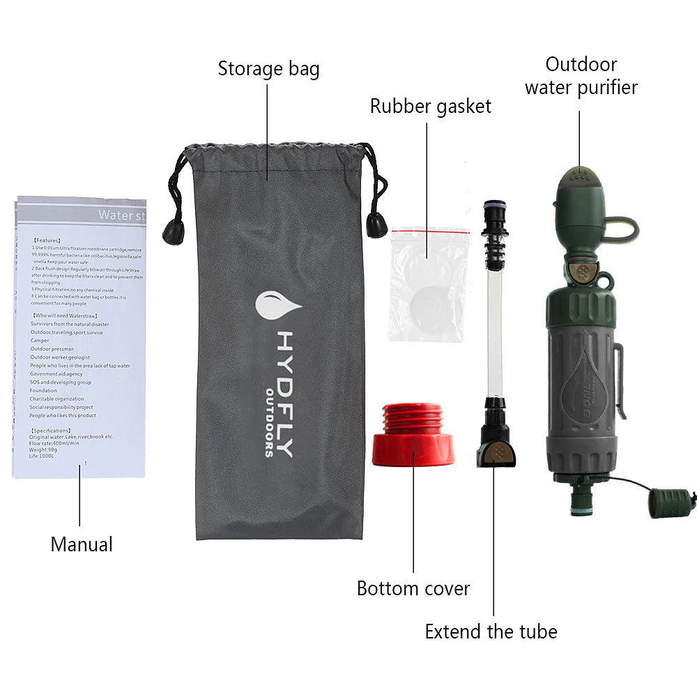 Portable Water Filter Straw - Multi-Functional Drinking Water Purifier