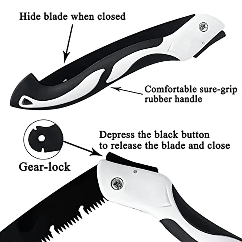 180-300mm Folding Pruning Saw - Multifunctional Tool for Gardening, Horticulture, and Outdoor Camping