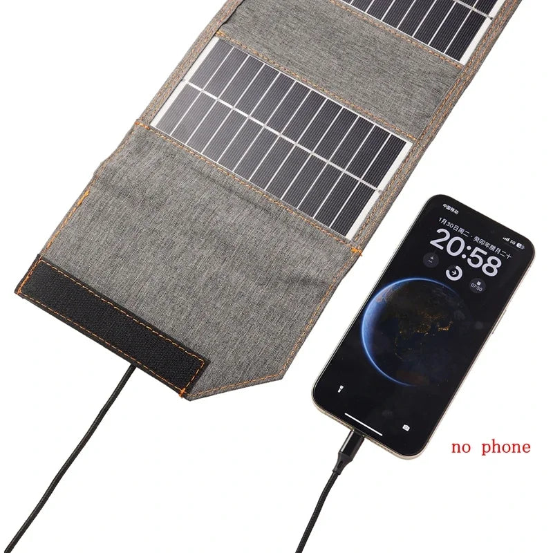 130W/80W Folding Solar Panel USB 5V Solar Charger | Portable Solar Cell Outdoor Power Bank for Camping and Hiking + 3 in 1 Cable