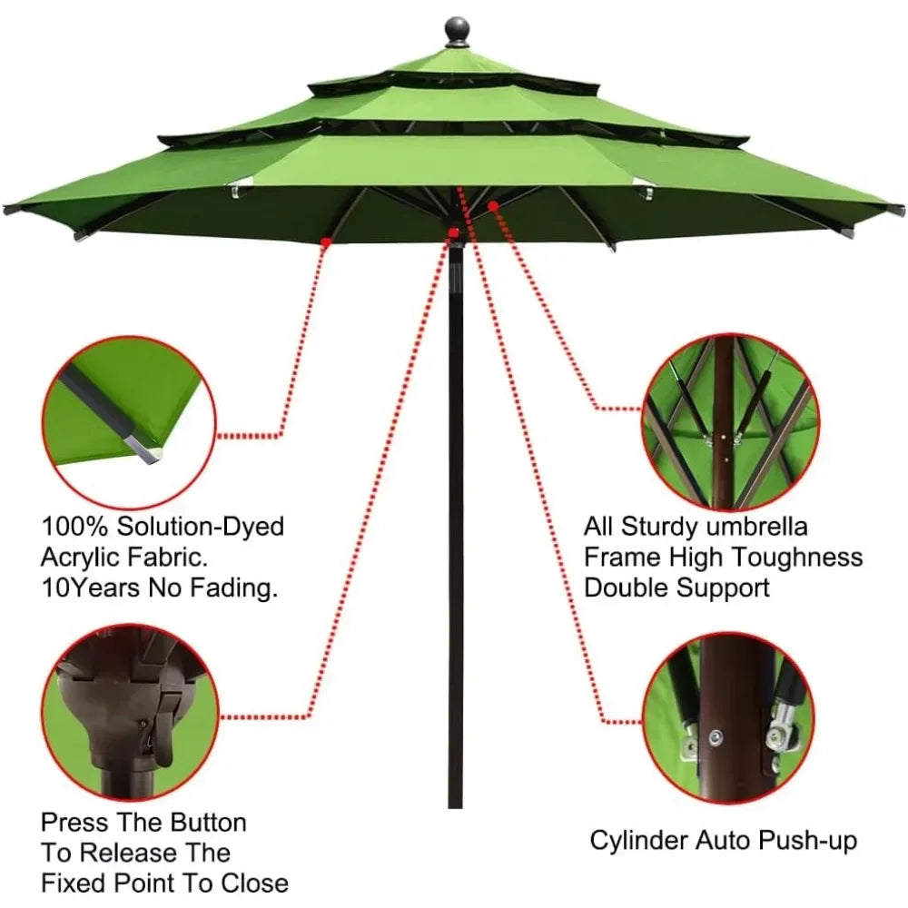 Macaw Green Beach Umbrella - Outdoor Garden Parasol for Terrace and Patio