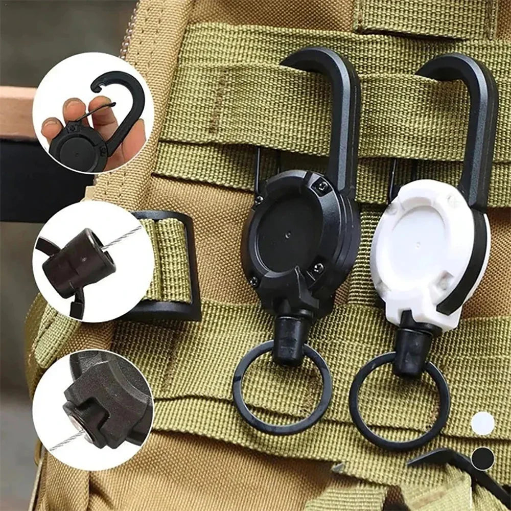 Outdoor Automatic Heavy Duty Retractable Wire Rope Keychain