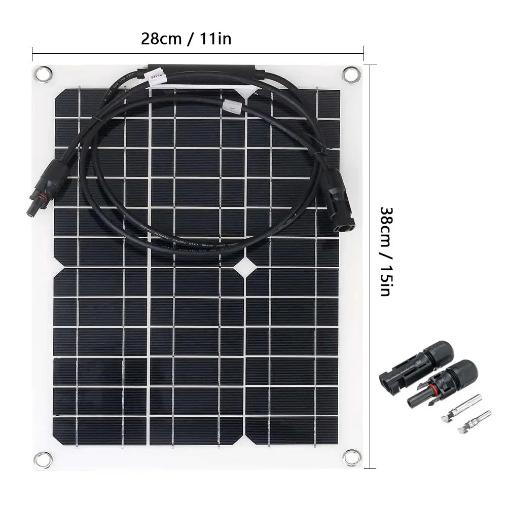 Flexible Solar Panel 12V Battery Charger Dual USB with Controller for Outdoor Camping