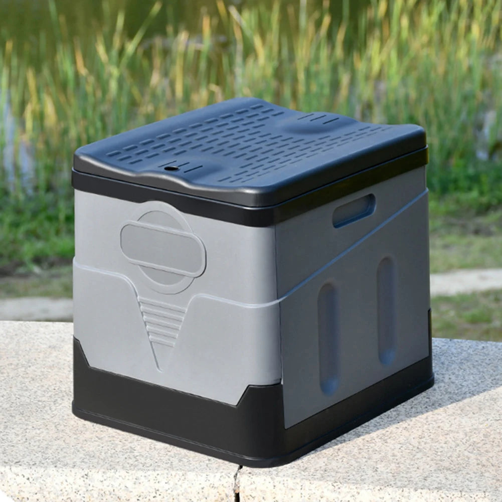 Portable Folding Outdoor Toilet - Strong Bearing Reusable Trash Can for Camping, Touring, Emergency, Self-Driving Travel