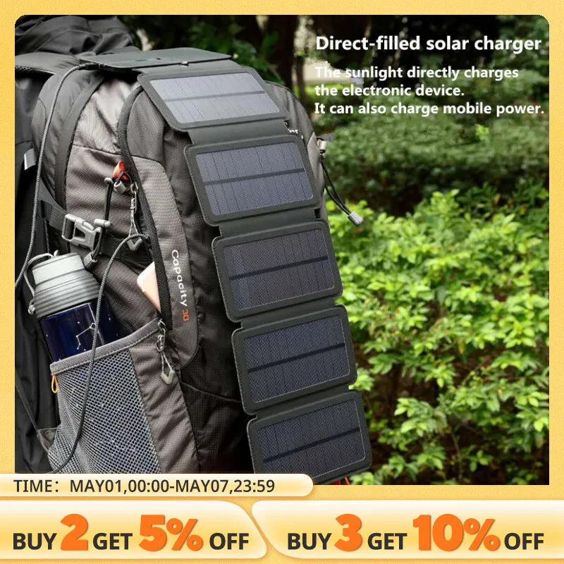 Outdoor Multifunctional Portable Solar Charging Panel Foldable 5V 1A USB Output Device Camping Tool High Power Output