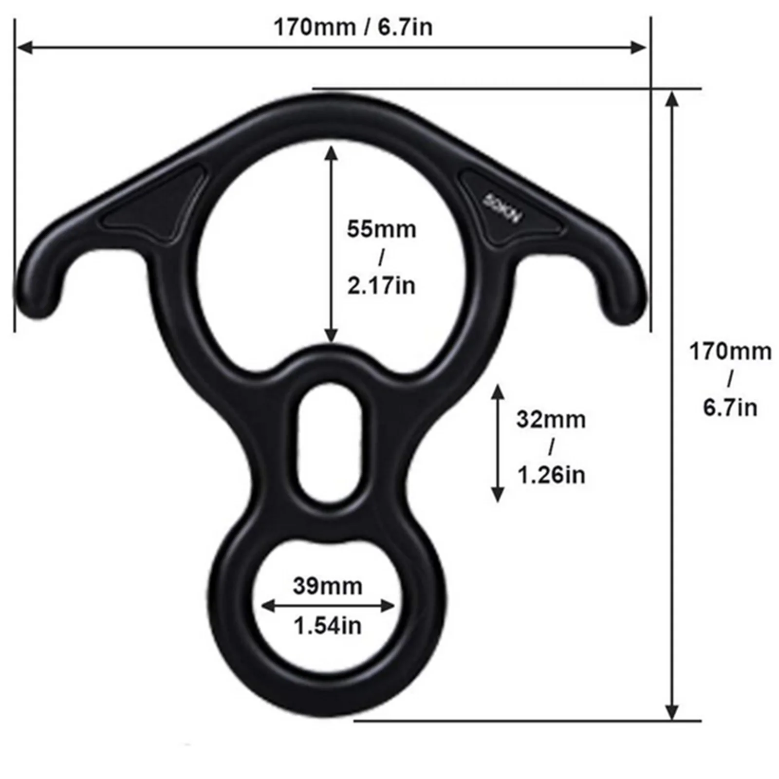 50KN Rescue Figure 8 Descender – Large Bent-Ear Belay Device for Rock Climbing and Peak Rescue