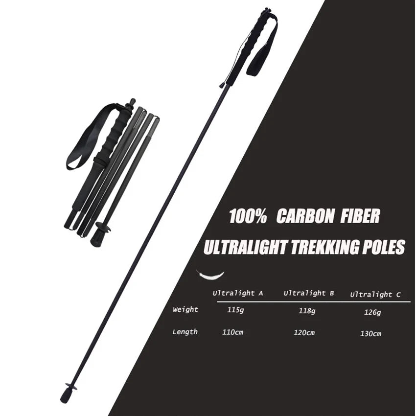 Ultra Light Carbon Fiber Trekking Poles: Folding Hiking Sticks for Collapsible and Nordic Walking