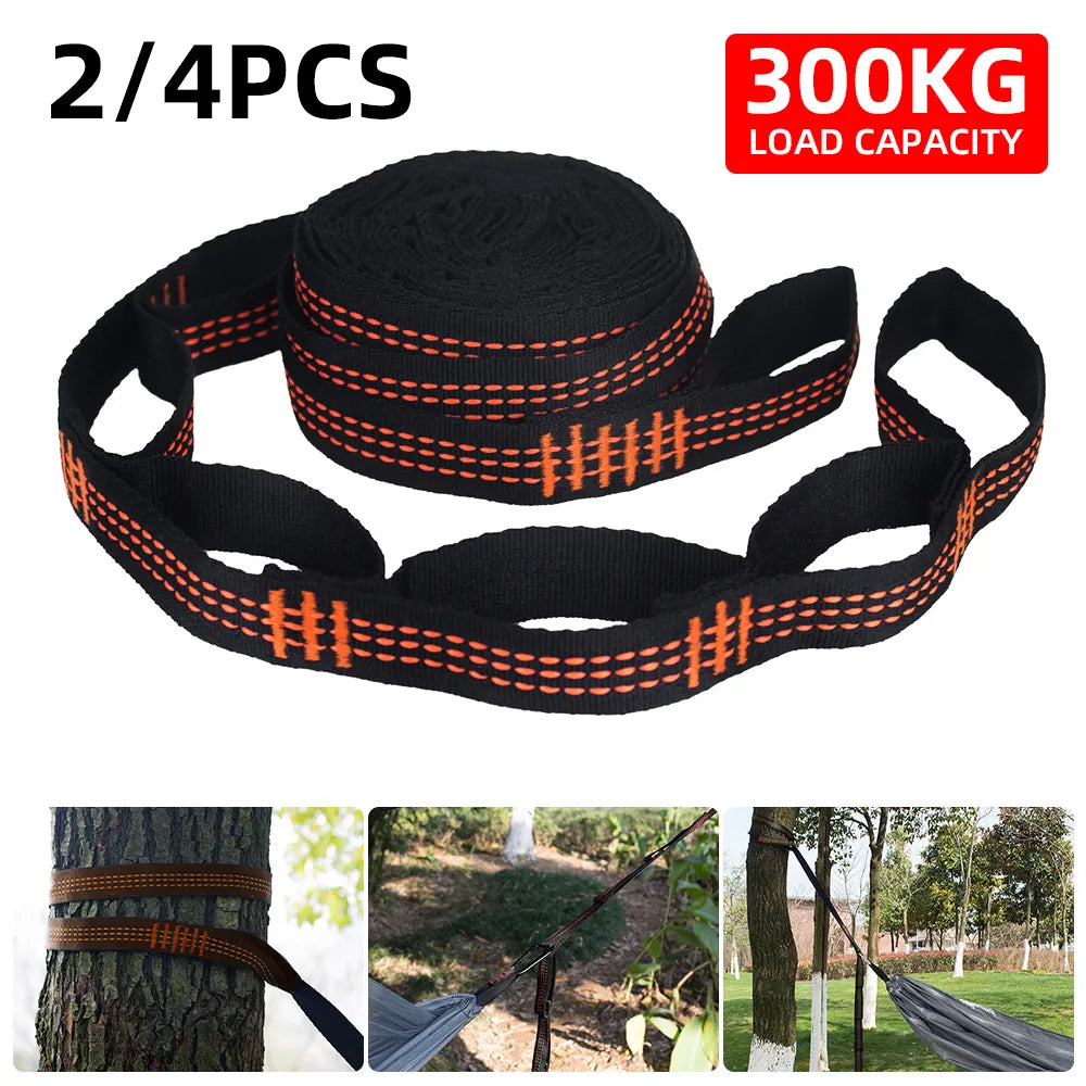 2/4Pcs Heavy-Duty Hammock Straps - Reinforced Polyester with 5 Rings, High Load-Bearing for Outdoor Camping