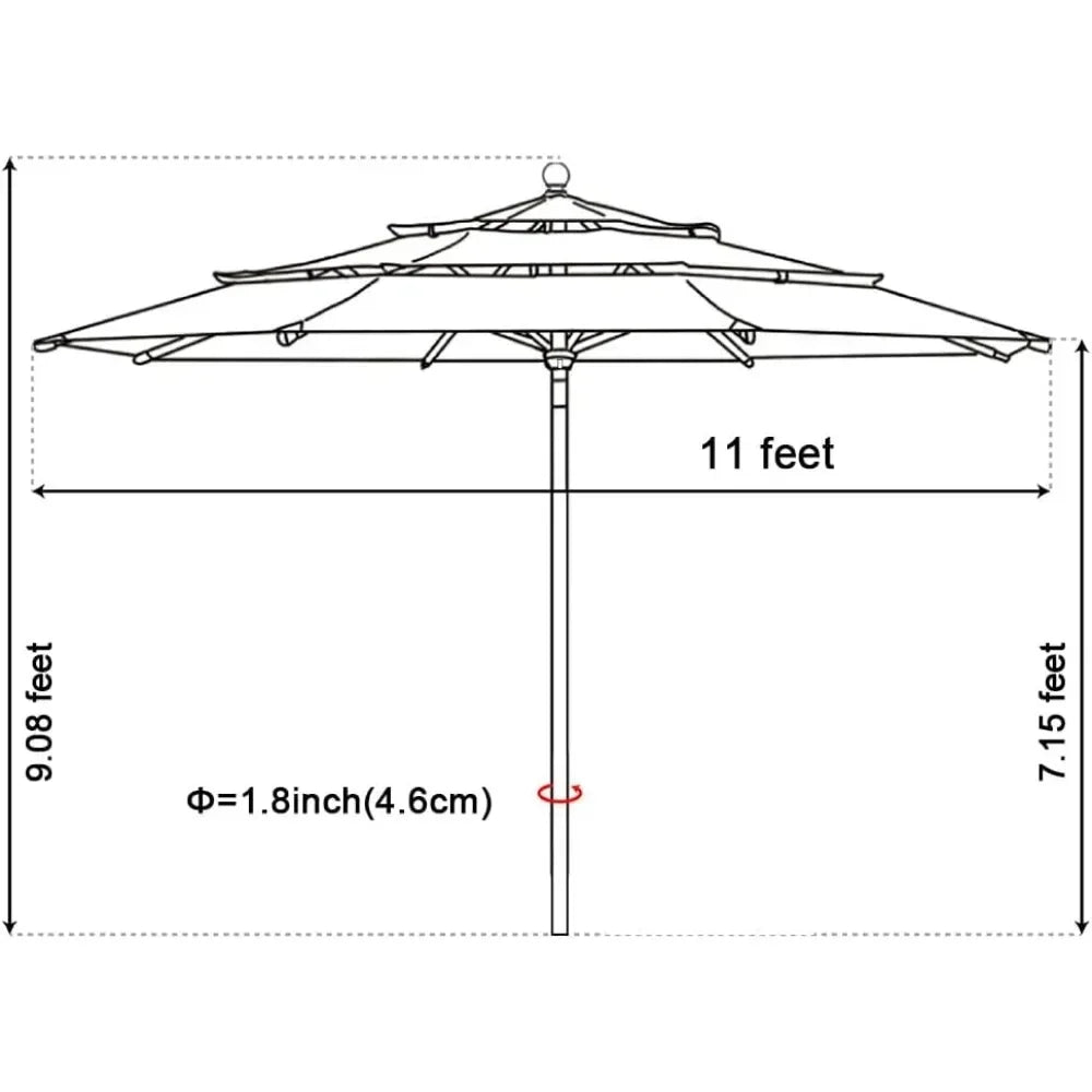 Macaw Green Beach Umbrella - Outdoor Garden Parasol for Terrace and Patio