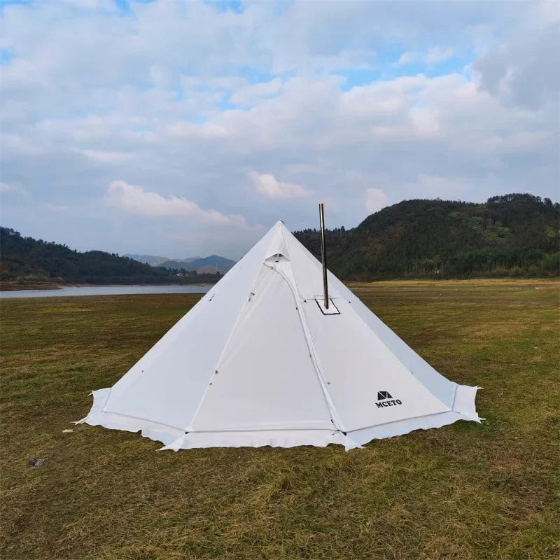 5M Oversized Pyramid Tent with Snow Skirt and Chimney Jacket