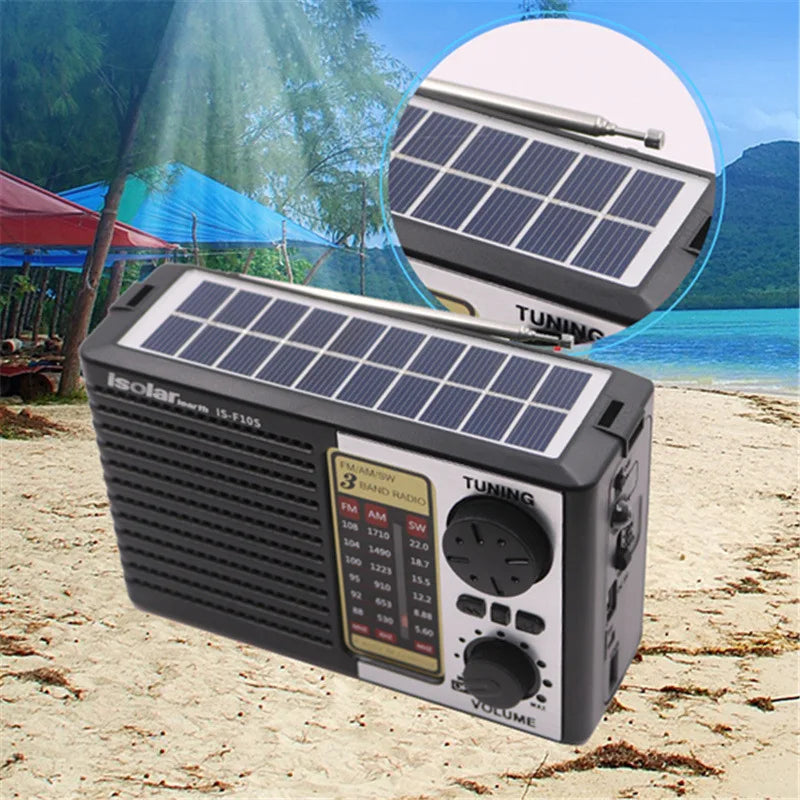 Wireless Bluetooth Speaker with LED Flashlight - FM AM SW Radio, Solar Charging, Emergency Full Band High Sensitivity Portable Radio