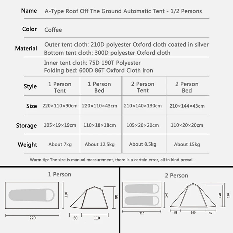 Camping Tent with Camp Bed - Roof Top Tent for Outdoor Travel