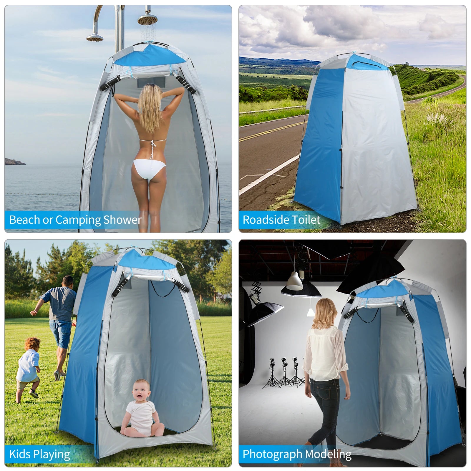 Portable Beach Shower Toilet Changing Tent - Sun Rain Shelter Privacy Tent with Window for Outdoor Camping Bathroom