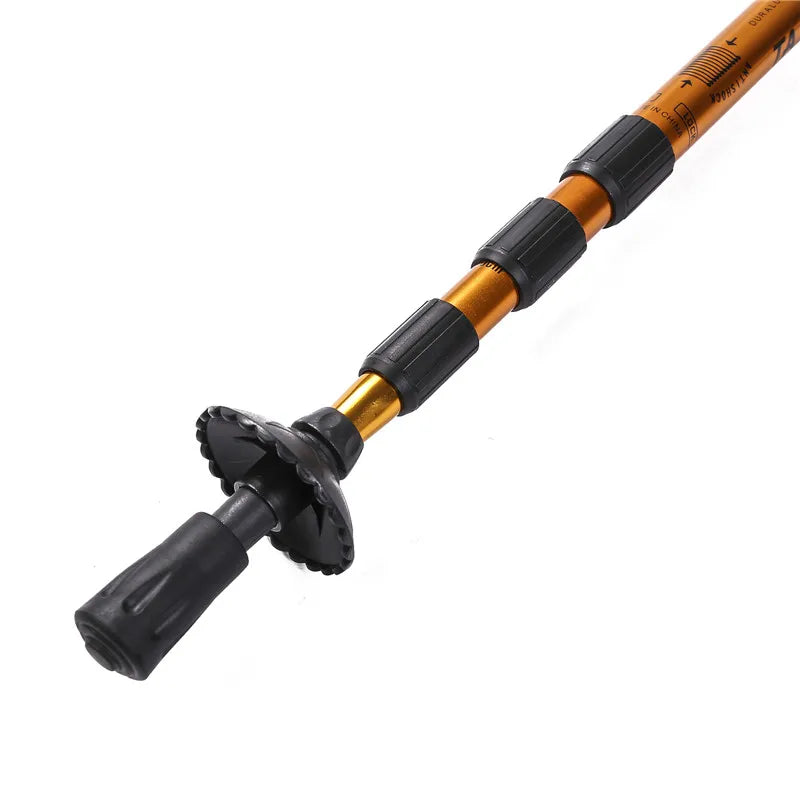 Adjustable High-Strength Alloy Trekking Pole - 110cm Wood Handle Hiking Accessory for Men and Women