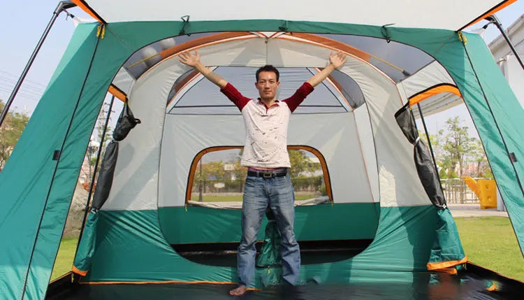 320x220x195cm Two-Bedroom Tent: Oversize Leisure Camping Tent for 5-8 Person